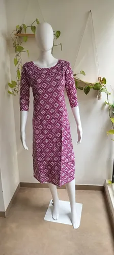 Cotton Side Slit Kurti - Purple